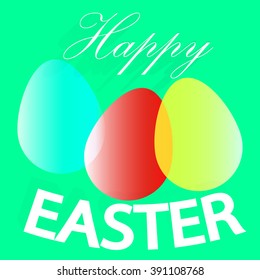 Glossy eggs for Happy Easter, celebration card design, Holidays background, Vector Eps10