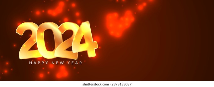 Glossy elegant Happy new year 2024 banner design vector