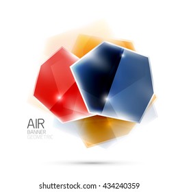 Glossy elements. Geometric abstract shapes on white. Abstract background. Vector blank illustration