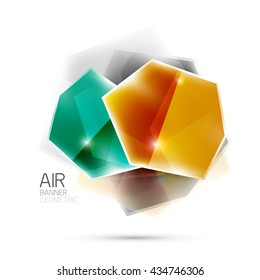 Glossy elements. Geometric abstract shapes on white. Abstract background. Vector blank illustration