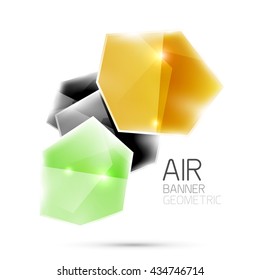 Glossy elements. Geometric abstract shapes on white. Abstract background. Vector blank illustration