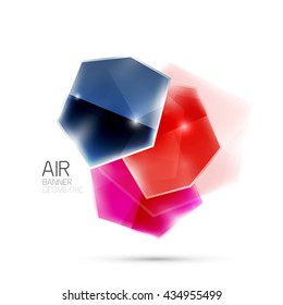 Glossy elements. Geometric abstract shapes on white. Abstract background. Vector blank illustration