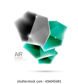 Glossy elements. Geometric abstract shapes on white. Abstract background. Vector blank illustration