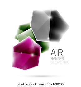 Glossy elements. Geometric abstract shapes on white. Abstract background. Vector blank illustration