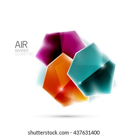 Glossy elements. Geometric abstract shapes on white. Abstract background. Vector blank illustration