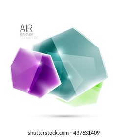 Glossy elements. Geometric abstract shapes on white. Abstract background. Vector blank illustration