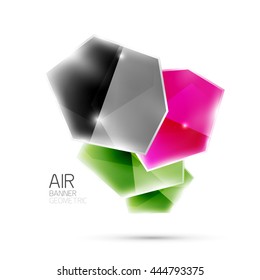 Glossy elements. Geometric abstract shapes on white. Abstract background. Vector blank illustration