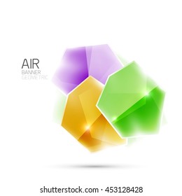 Glossy elements. Geometric abstract shapes on white. Abstract background. Vector blank illustration