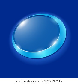 Glossy elliptical blue badge template with place for text. Basis for label. Design element. This template can use for cosmetics, household cleaning products, medical and antiseptic products. 