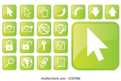 Glossy email and internet icons and pointers