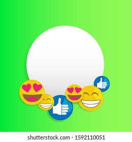 Glossy emojis with blank circle banner vector eps 10
