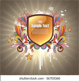 glossy escutcheon decorated with floral elements