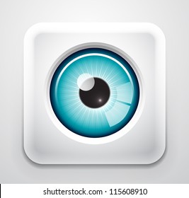 Glossy eye button. Vector eps10 illustration
