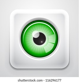 Glossy eye button. Vector eps10 illustration