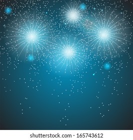 Glossy Fireworks Background Vector Illustration