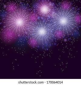 Glossy Fireworks Background Vector Illustration