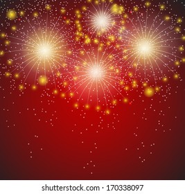 Glossy Fireworks Background Vector Illustration