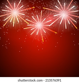 Glossy Fireworks Background Vector Illustration