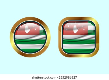 Botão de bandeira brilhante da Abcásia, design de botão web de alta qualidade