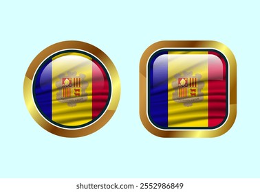 Glossy flag button of Andorra, High quality web button design