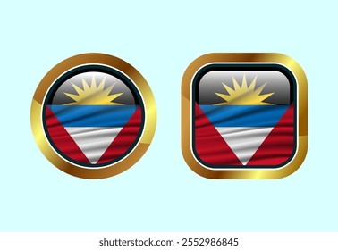 Glossy flag button of Antigua and Barbuda, High quality web button design