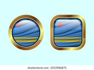 Botón brillante de la bandera de Aruba, diseño de Botón de Web de alta calidad