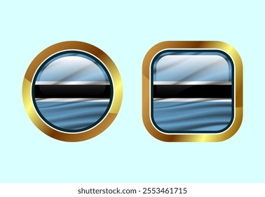 Glossy flag button of Botswana, High quality web button design