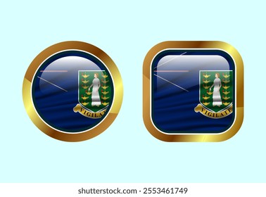 Glossy flag button of British Virgin Islands, High quality web button design