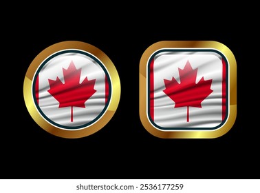 Botão de bandeira brilhante do Canadá, Design de botão web de alta qualidade