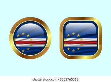 Glossy flag button of Cape Verde, High quality web button design