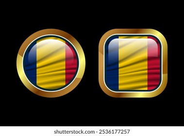Glossy flag button of Chad, High quality web button design
