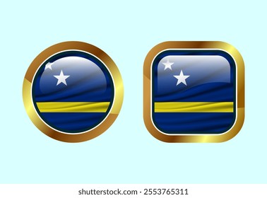 Glossy flag button of Curacao, High quality web button design