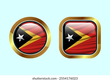 Glossy flag button of East Timor, High quality web button design