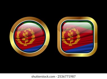Botón brillante de la bandera de Eritrea, diseño de Botón de Web de alta calidad