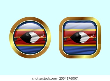 Glossy flag button of Eswatini, High quality web button design