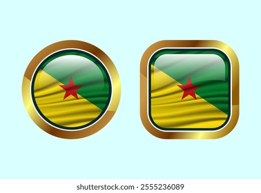 Glossy flag button of French Guiana, High quality web button design