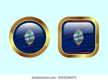 Glossy flag button of Guam, High quality web button design