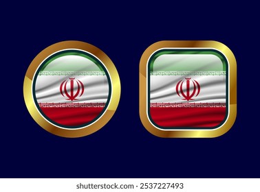 Botón brillante de la bandera de Irán, diseño de Botón de Web de alta calidad