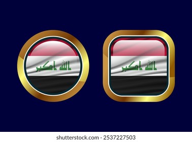 Glossy flag button of Iraq, High quality web button design