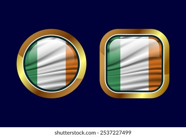 Glossy flag button of Ireland, High quality web button design