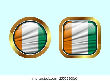 Glossy flag button of Ivory Coast, High quality web button design