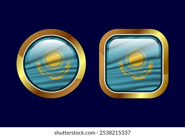 Glossy flag button of Kazakhstan, High quality web button design