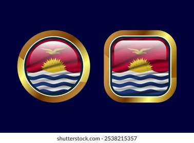 Glossy flag button of Kiribati, High quality web button design