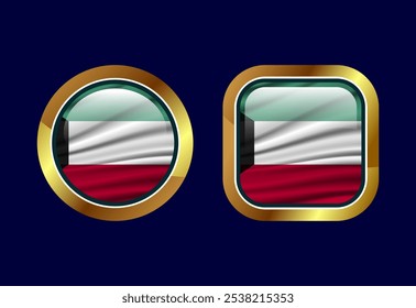 Glänzende Flag-Taste von Kuwait, Hochwertige Web-Taste Design
