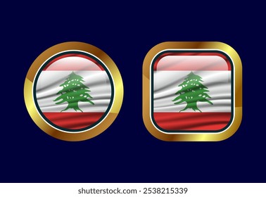 Glossy flag button of Lebanon, High quality web button design