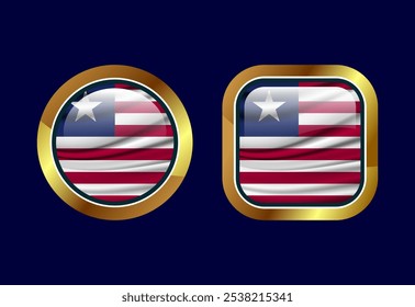 Glossy flag button of Liberia, High quality web button design