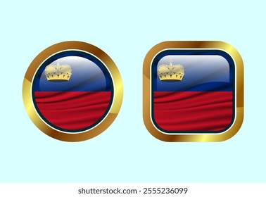Glossy flag button of Liechtenstein, High quality web button design