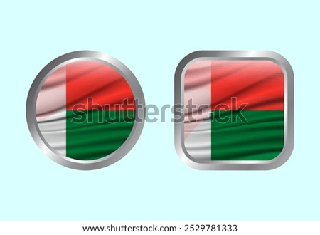 Glossy flag button of Madagascar, High quality web button design