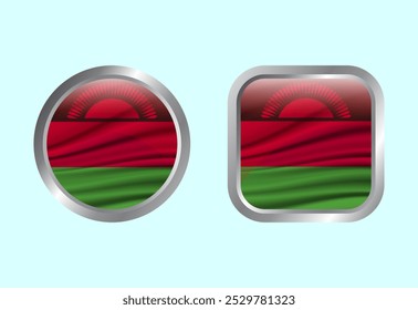 Botón brillante de la bandera de Malawi, diseño de Botón de Web de alta calidad