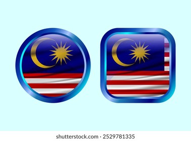 Glossy flag button of Malaysia, High quality web button design